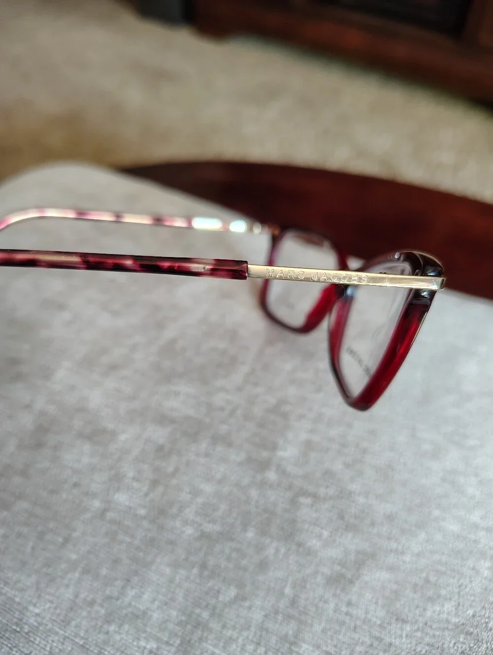 Marc Jacobs Burgundy Cat-Eye Optical Glasses with Gold Temples